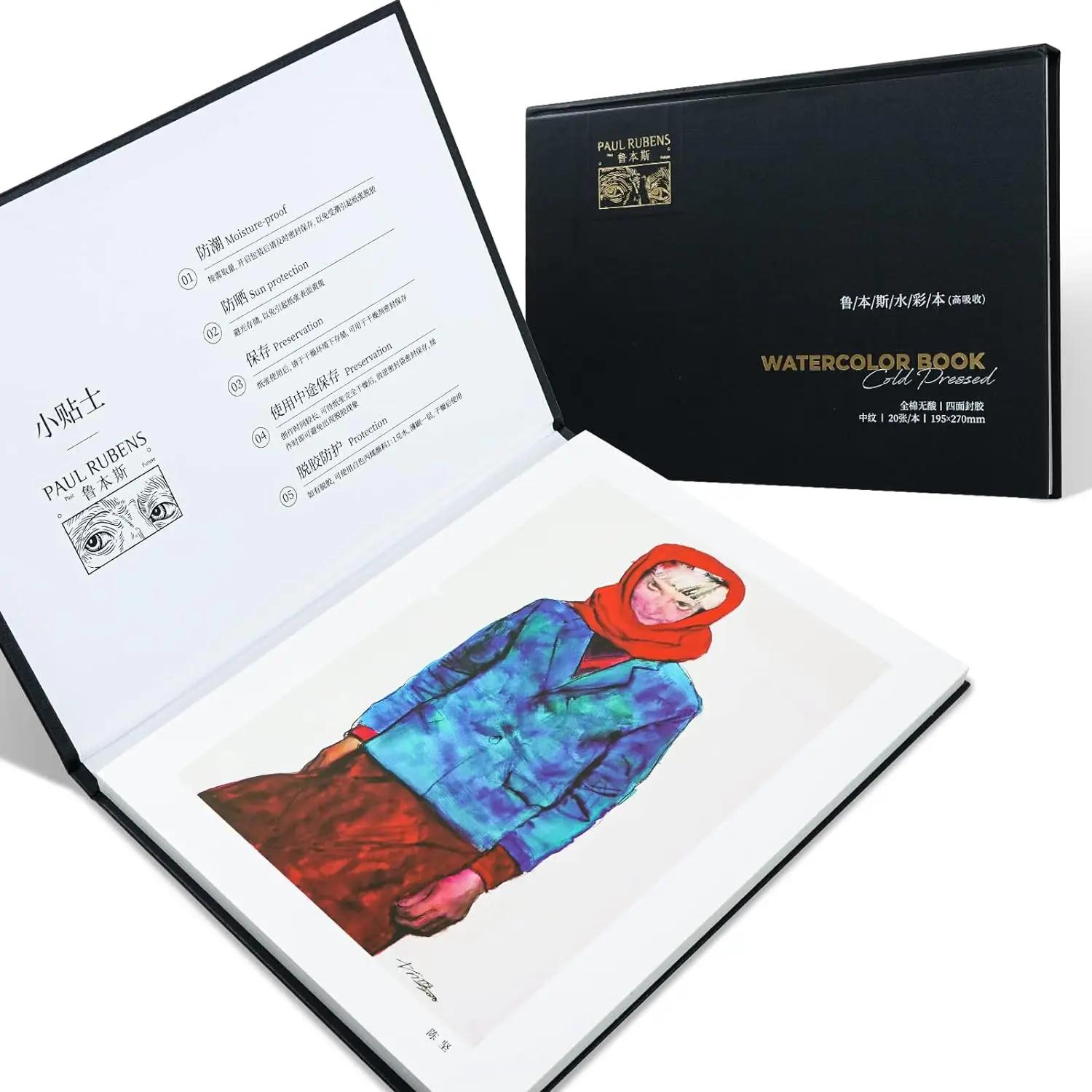 폴 루벤스 수채화 블록, 높은 흡수력, 아티스트 퀄리티 수채화 스케치북, 100% 코튼 300g, 20 매, 10.82x7.79 인치